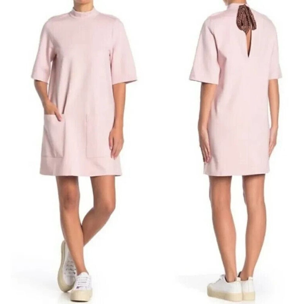 NEW! FREE PEOPLE BABY PINK WESTHILL MINI SHIFT MOCK POCKET DRESS Small